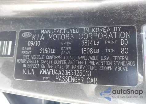 2011 Kia Forte Ex from USA, damaged, VIN KNAFU4A23B5326013